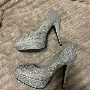 Hot Tomato Rhinestone High Heel Pumps - Women's Sparkle Platform